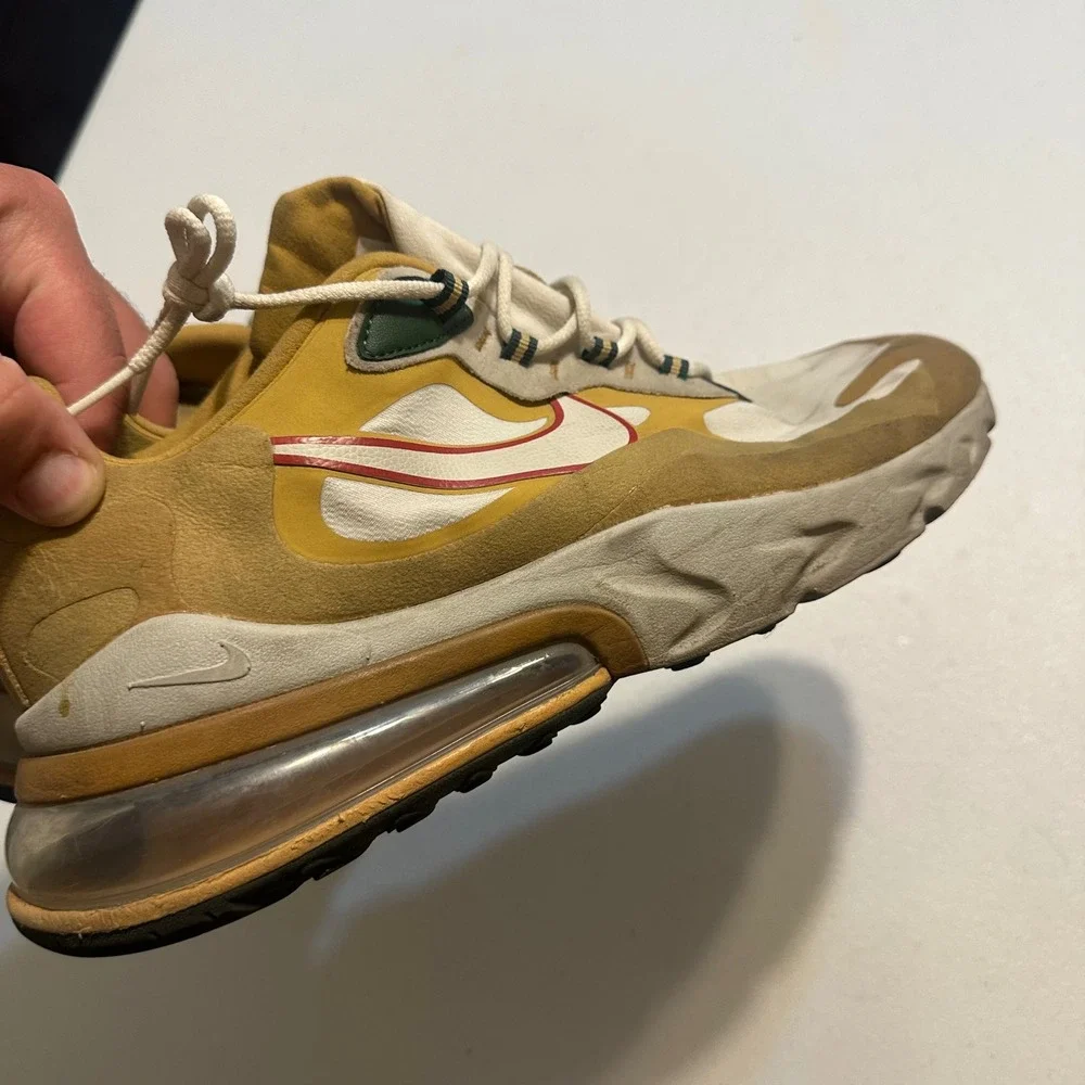 Nike Air Max 270 React Mens‎ Size 12 Tan Yellow AO4971-700 Running Sneakers